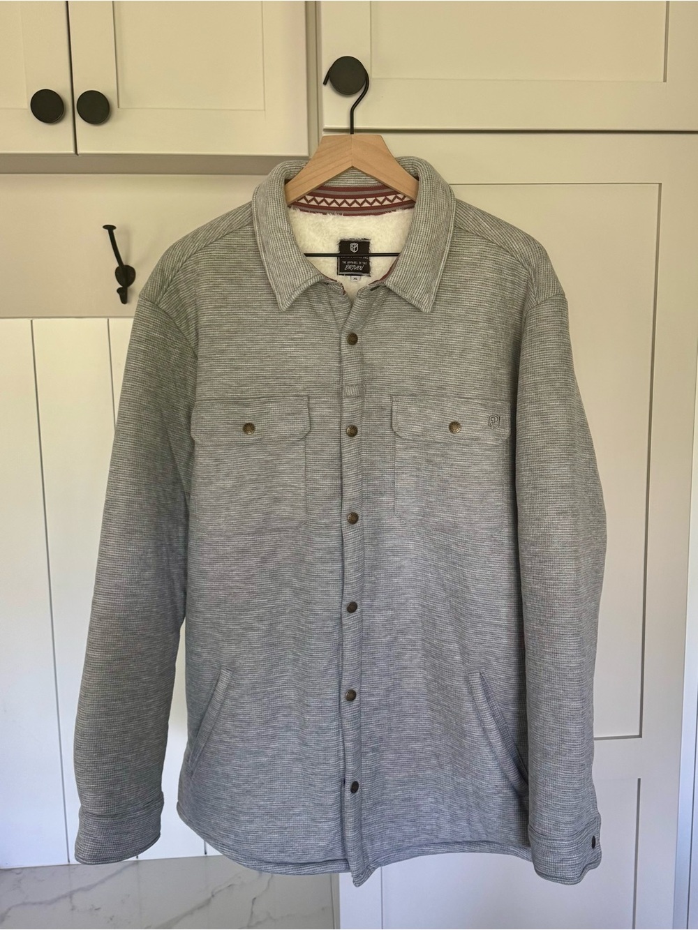 Born Primitive Men's Light Gray Snap-Up Shirt Jacket